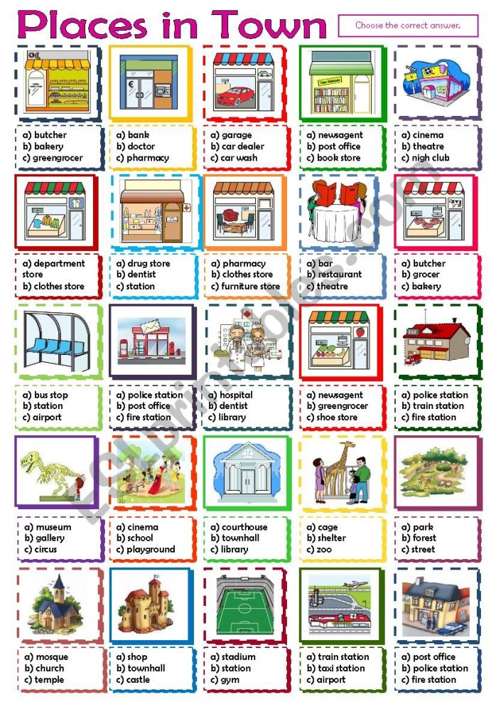 Places in Town - ESL worksheet by Krümel